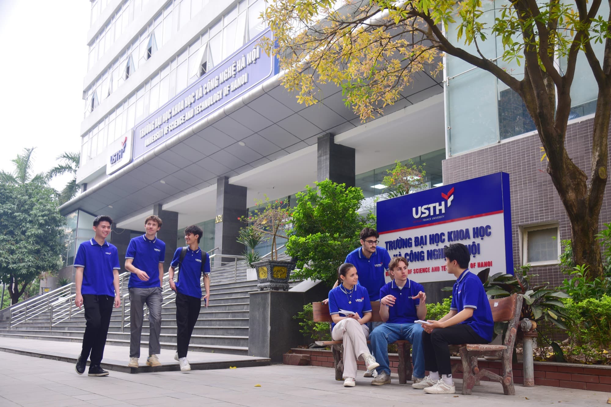 USTH students in front of the A21 building